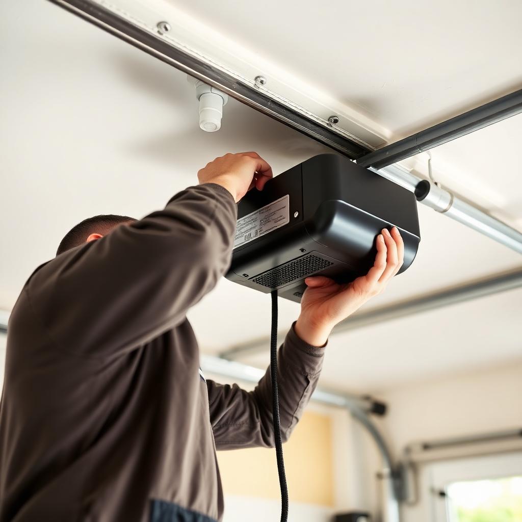 Experienced Port Richey Garage Doors technician adjusting garage door opener